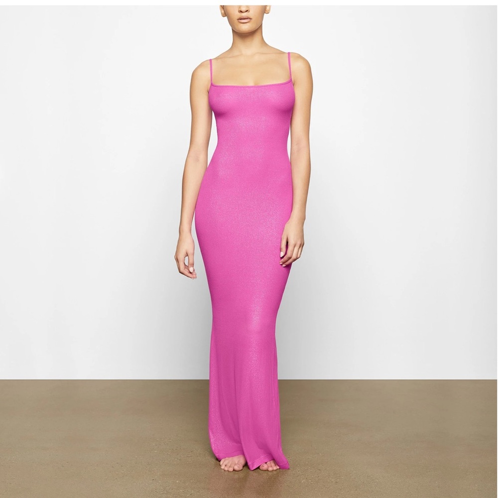 NWT Skims shimmer slip dress FUSCHIA